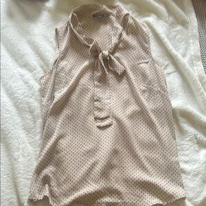 Adrianna Papell Cream Tie Front Sleeveless Blouse